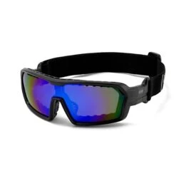 Ocean Chameleon Kiteboarding Water Shades - Matte Black W/Blue Revo Lense
