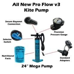 PKS Pro Flow V3 XL Kite Pump With PSI Meter 24" -Kiteboarding Gear Store pks 2020 pro flow v3 mega pump 4